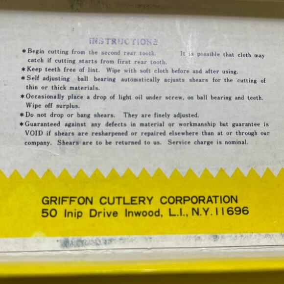 Vintage Griffon Pinking Shears Model "A" 8 Inch + Original Box Chome Plated .01 - Picture 10 of 10